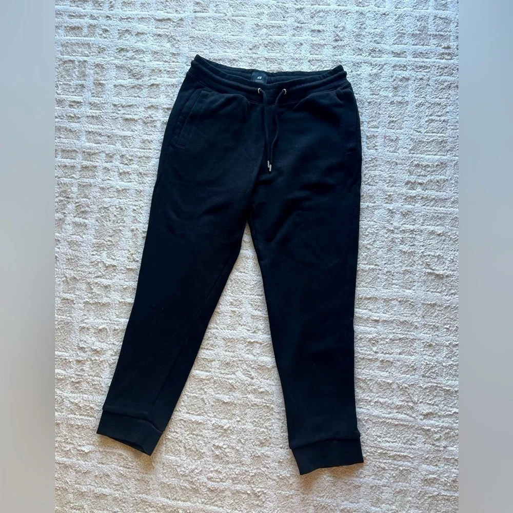 H&M Black Joggers with Tapered Ankle and Elastic Waistband